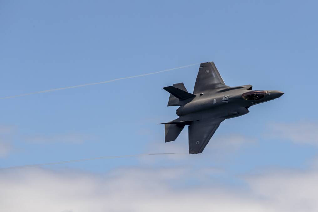 SPECTACULAR: A RAAF F-35A Lightning II aircraft, a supersonic stealth fighter, will perform flypasts at both Nowra and Berry on Sunday to commemorate Anzac Day. Image: Defence