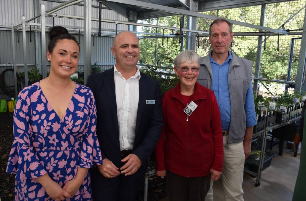 
Berry Public principal Bob Willetts and assistant principal Jessica Snell with propagation volunteer driving forces Lyn and John Clark inside the new Plant Propagation and Natural Studies Centre.
