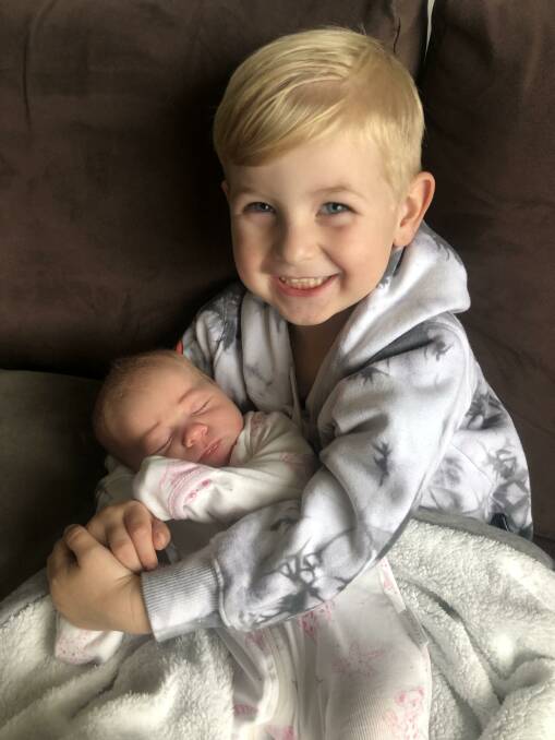 BEAUTIFUL: Koa Louise Toovey, with her big brother Axel, was born at the Shoalhaven District Hospital on September 5. 