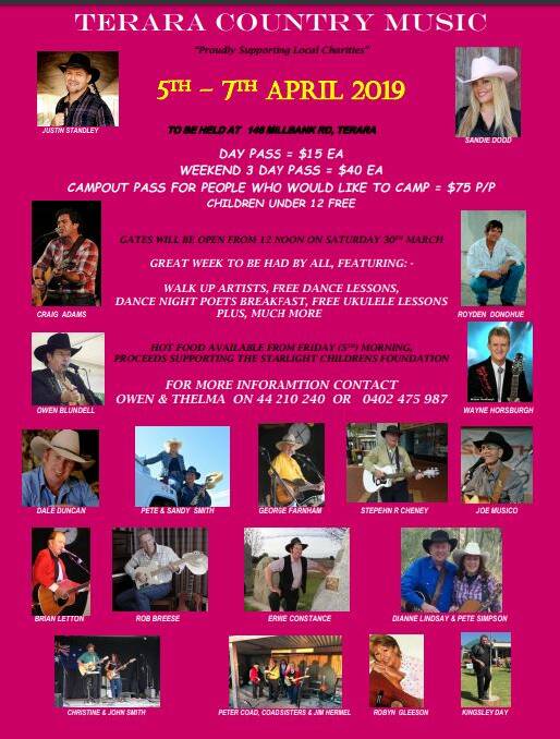 The great line-up for this year's Terara Country Music Campout.