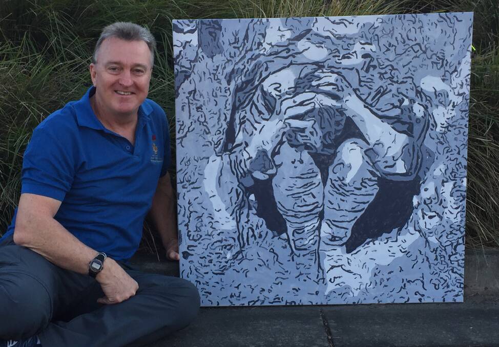 HONOUR: Rick Meehan with his artwork Diggers Lament, which is in the running for the people's choice award of the Napier Waller Art Prize for veterans and will be one of 17 works out of 140 plus entries to be displayed at the Australian War Memorial.