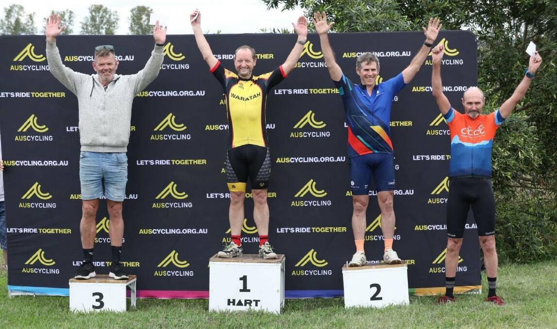 PLACING: Nowra Velo Club's Brad Oaten (left) placed third in the Hunter Classic division 5. Image Supplied