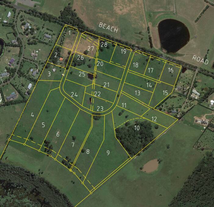  LAYOUT: The layout of the 28 lots at Serenity Ridge, off Beach Road, Berry. Photo: Supplied
