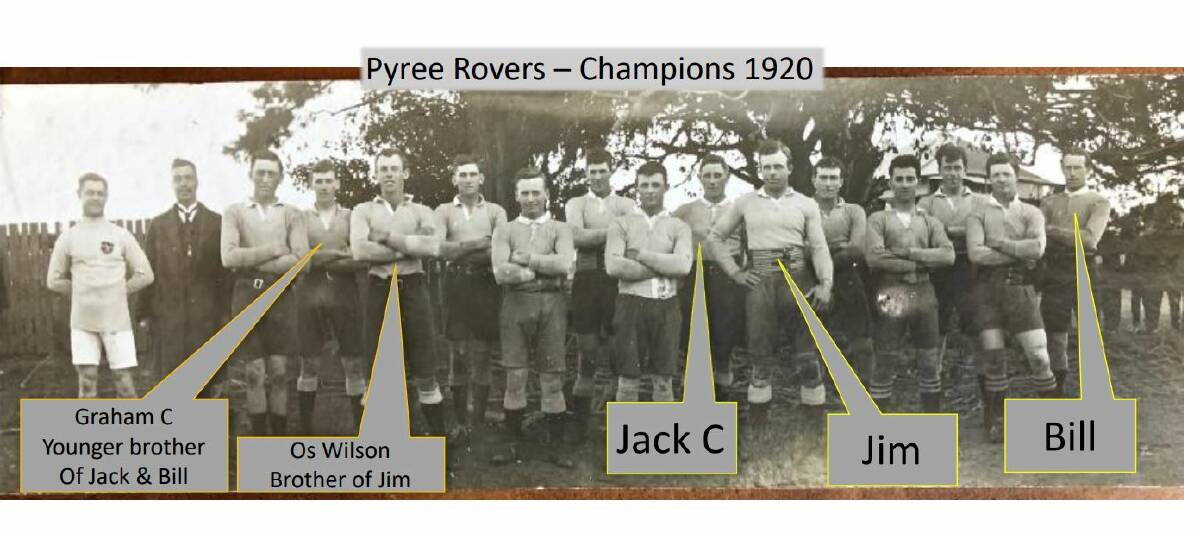 Some of the boys were in the Pyree Rovers Rugby League team that won the competition in 1920.
