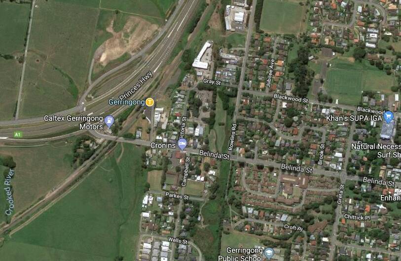 There will be changed traffic conditions on the Princes Highway at Gerringong on Thursday night due to roadworks. Image Google Maps