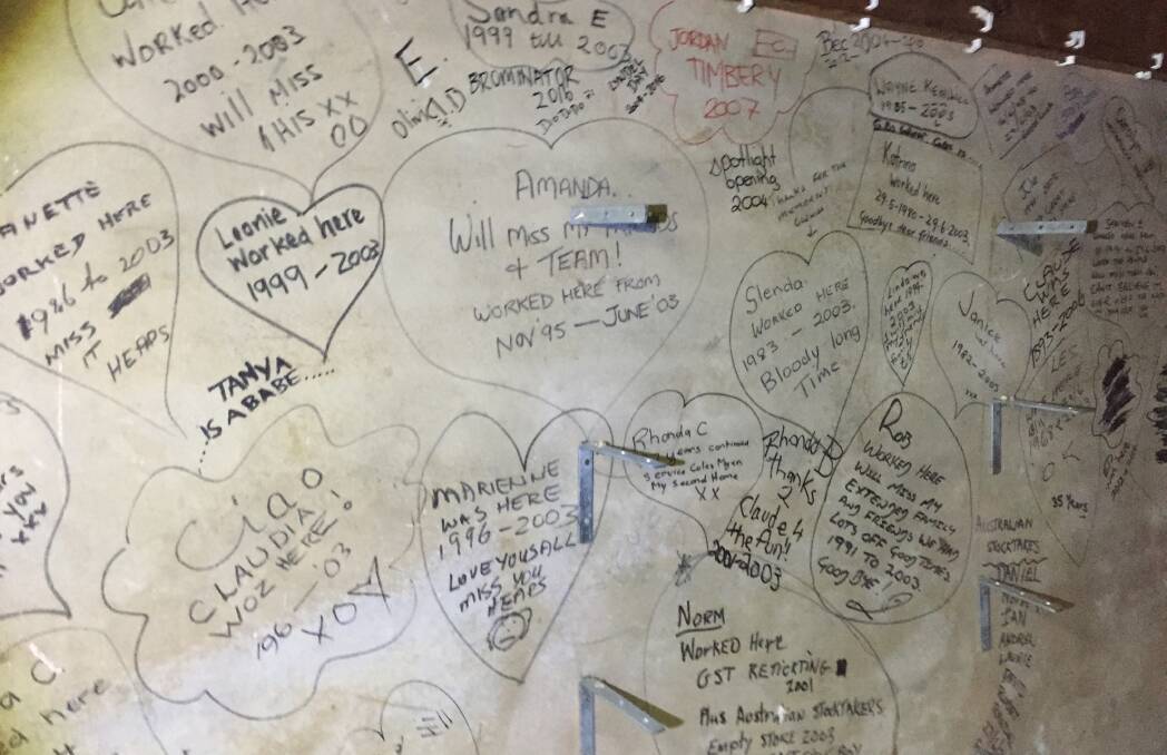 Under the historic and ornate staircase - the signatures of former employees who were working at the building when Grace Bros officially closed in 2003.
