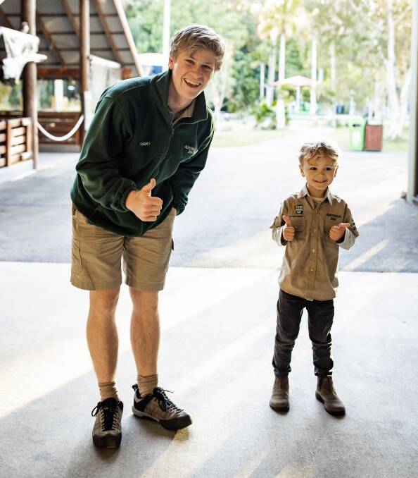 CRIKEY: Louie Tagg meets his idol Robert Irwin at the Australia Zoo. Image: Rachael Tagg Photography