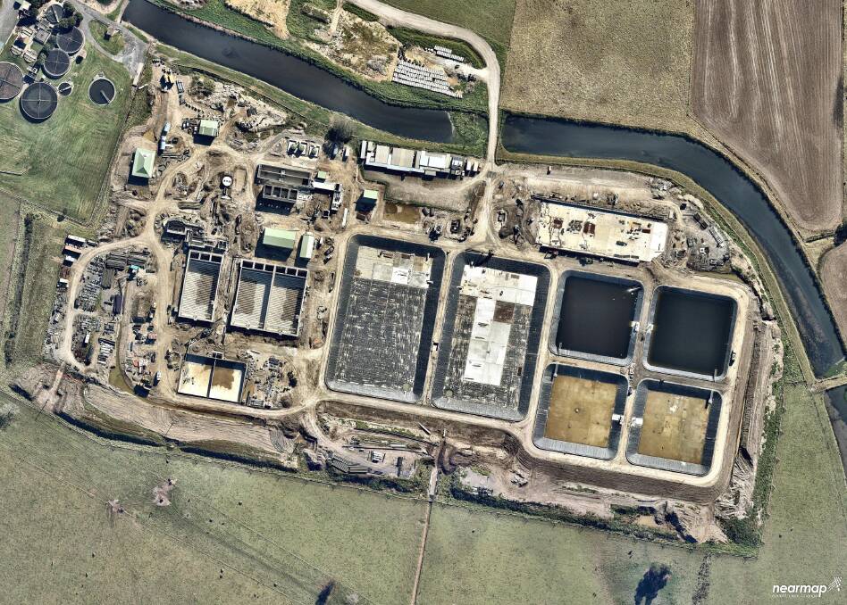 Latest work: Council is currently well into its biggest ever public works project, a $110 million upgrade of the Nowra and Bomaderry sewage treatment plants.  Image Nearmap
