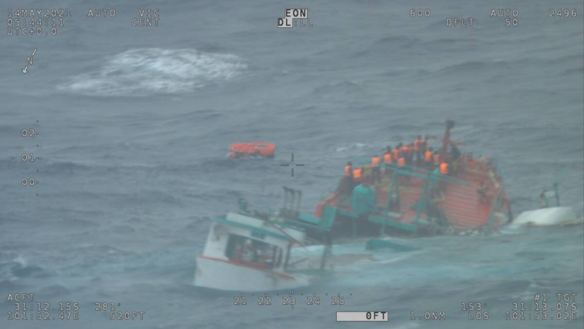 DIRE: An Indonesian fishing vessel in distress in the Indian Ocean off the coast of Western Australia. (AMSA)