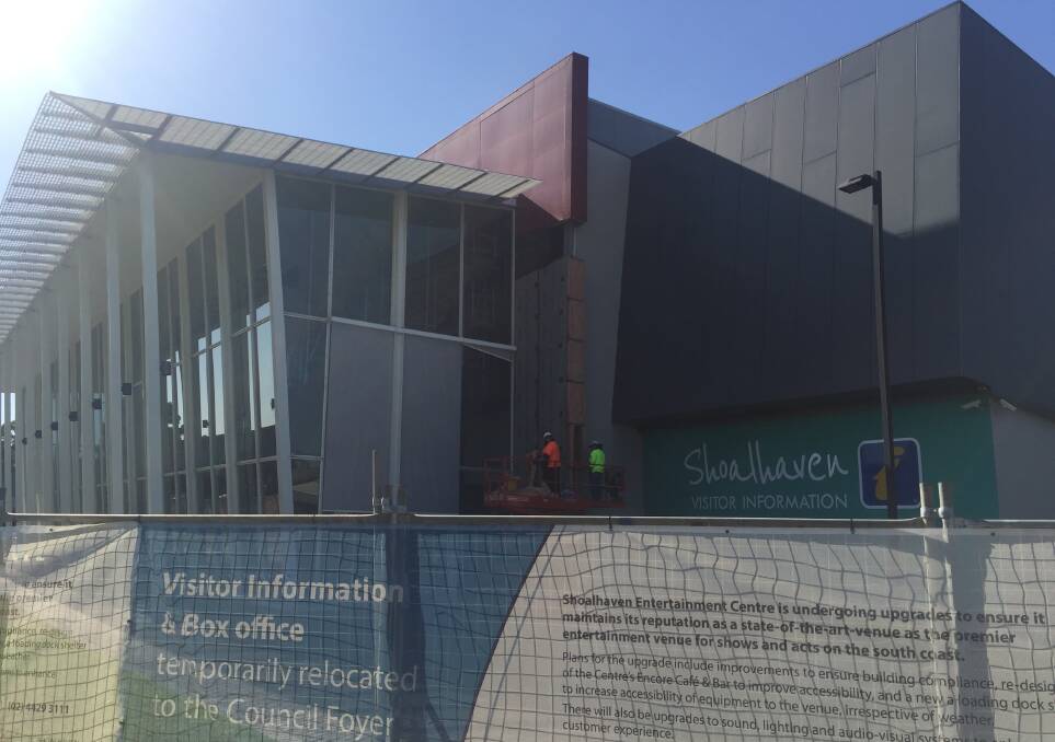 START: Work is well underway to remove combustible cladding from the Shoalhaven Entertainment Centre. The work will also include a number of updates both inside and outside the complex.