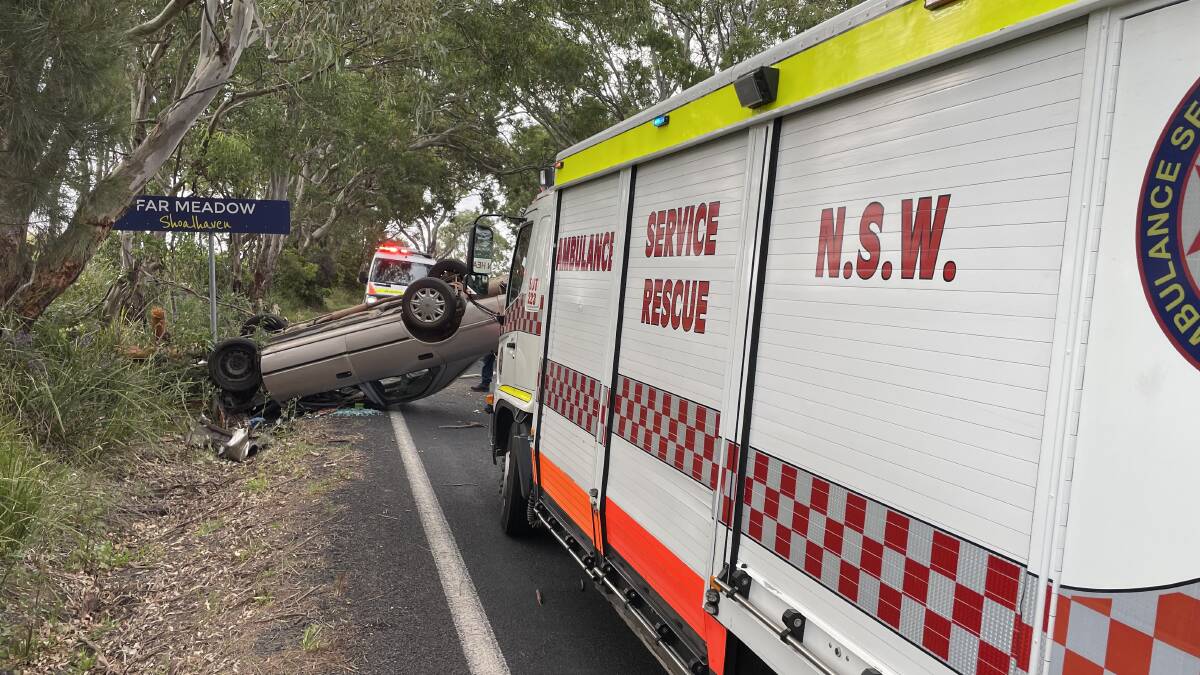 ACCIDENT SCENE: After being released by NSW Ambulance Rescue the man was transported to Shoalhaven District Hospital with minor injuries.