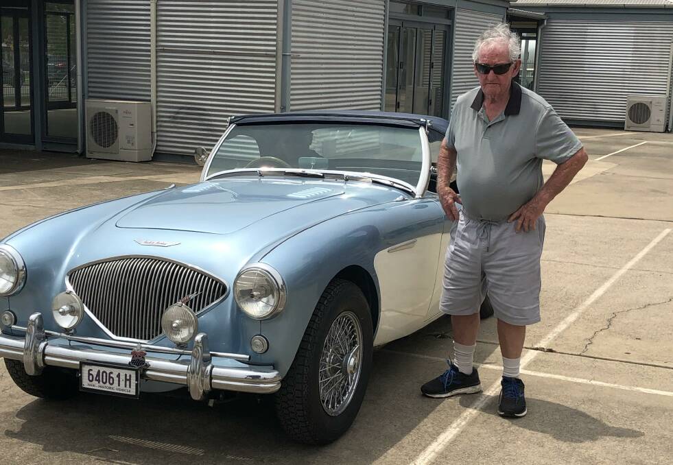 TREASURE: David Francis with his immacualtely restored 1957 Austin Healey BN100. Photo supplied