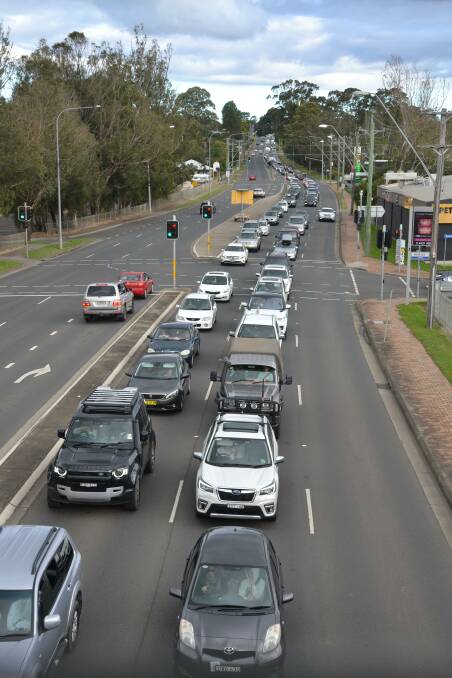 BUMPER TO BUMPER: Traffic heading north on the Princes Highway through Nowra is bumper to bumper. Motorists are advised to expect delays. 