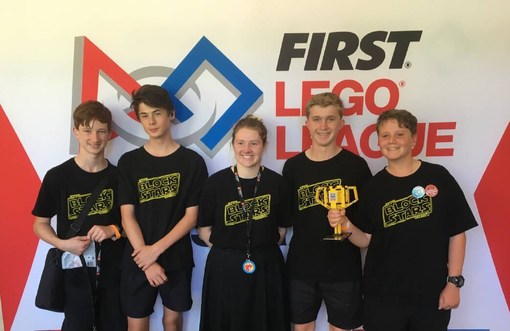 The Blockstars Shoalhaven based LEGO team off to the North America International Open First LEGO League competition includes Jess Weakley, Oliver Bristow, Travis Fuss, Josh Weakley and Saxon Perry.
