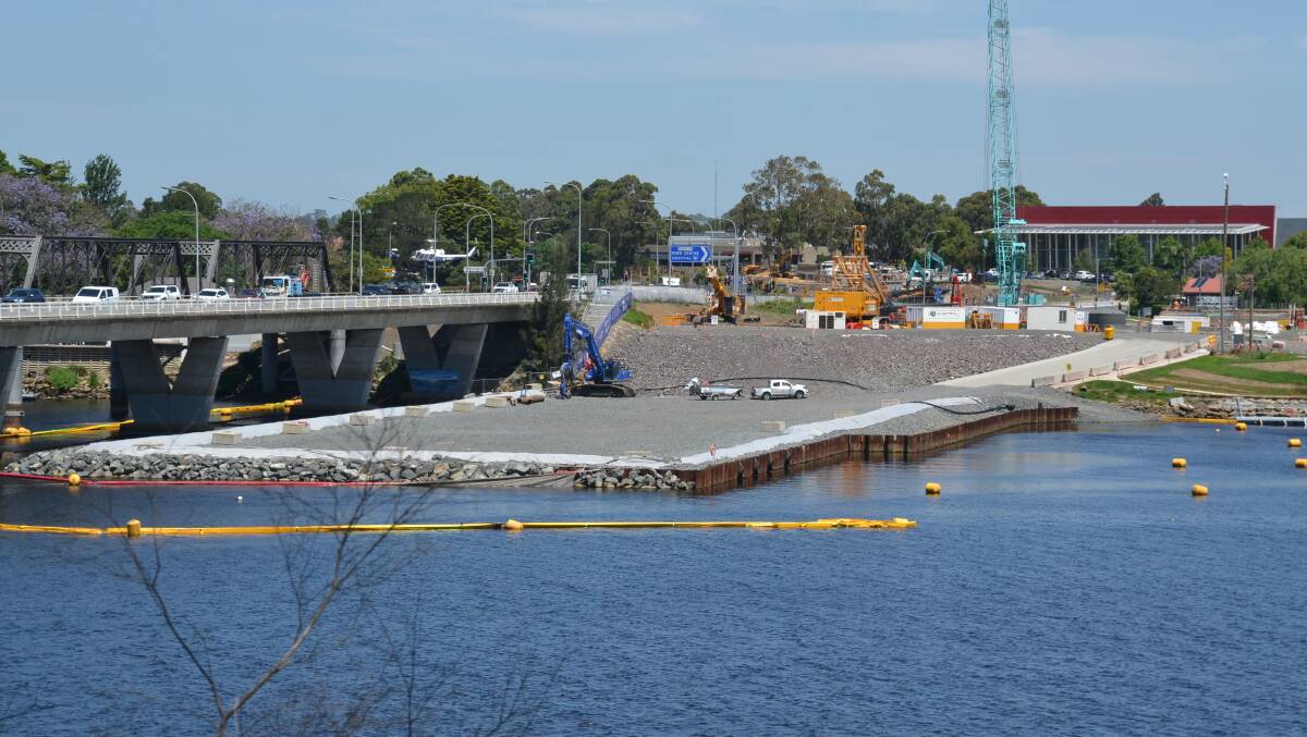CONSTRUCTION: Work on the new Nowra bridge over the Shoalhaven River.