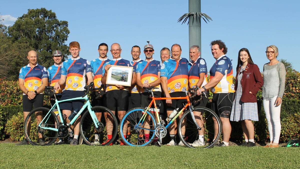 READY TO ROLL: Susan Boyle and her daughter Holly with members of the Shoalhavens Real Aussie Group, who are riding this years MS Sydney to the Gong Charity Ride in memory of late teammate Ian Boyle.