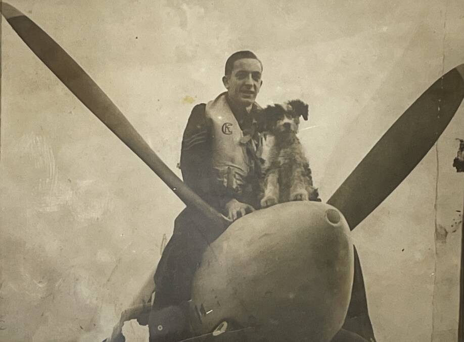 ADVENTUROUS: Lieutenant Keith Clarkson photographed with a friend at Biggin Hill in December 42.