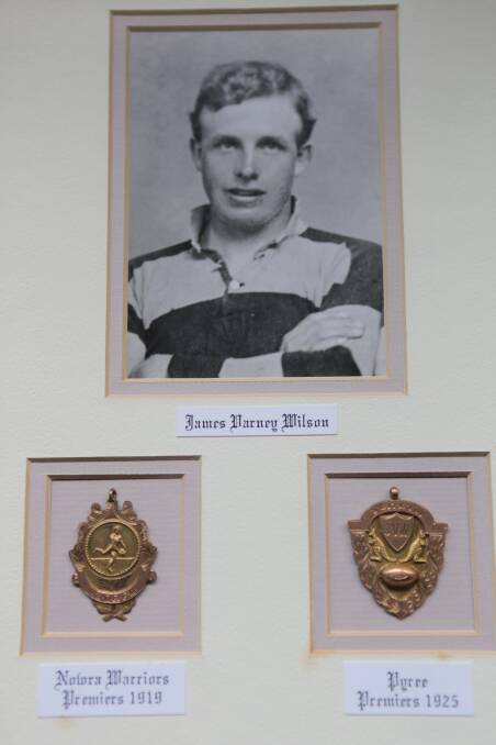 Jim Wilson and his rugby league premiership medals of 1919 with the Nowra Warriors and 1925 with the Pyree Rovers.