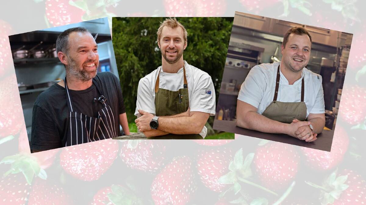 Three of the regions talented chefs who will featured at this years Chefs from the Shoalhaven annual dinner (from left) Matt Upson, of Tallwood Eatery Mollymook, Nick Gardner, from Hampton Deli Dining and School in Kangaroo Valley and Brent Strong from Bangalay Dining at Shoalhaven Heads.

