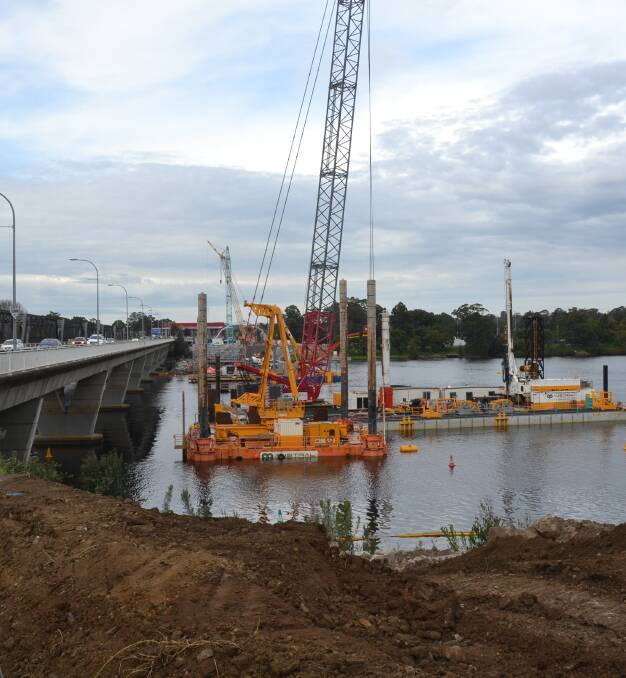 38t of 39 piles for the new bridge are now in place. Photo by Robert Crawford 