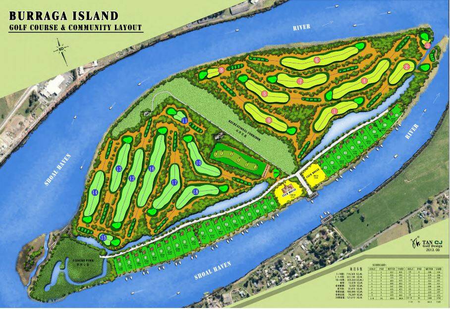 One of the many proposals for Pig Island over the years. This one is for a golf course.
