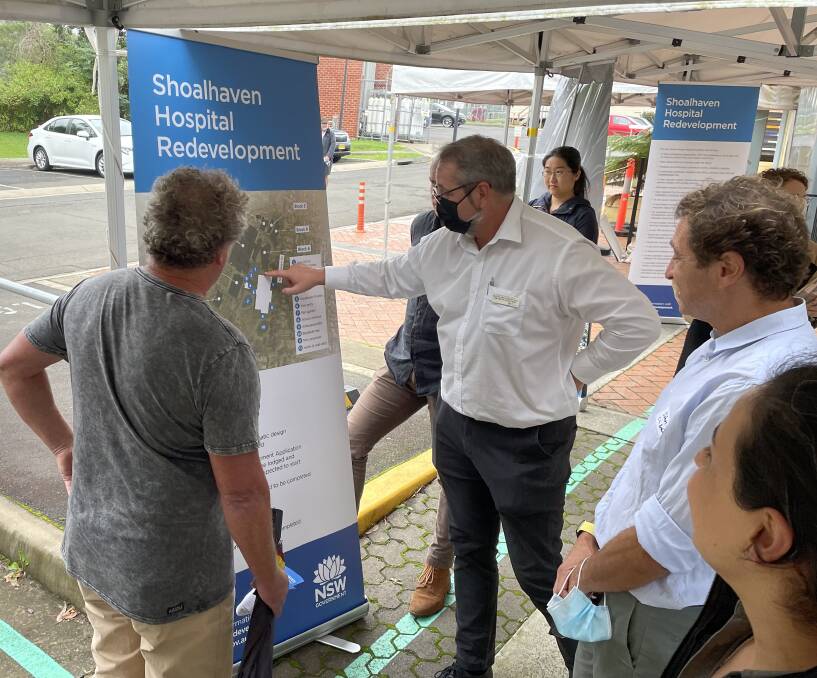 INFO: Members of the Shoalhaven Hospital redevelopment project team and hospital management answer questions about the redevelopment at Wednesday afternoon's pop-up session.