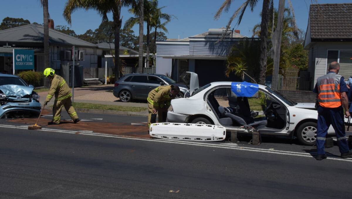 Two people were taken to hospital on Friday afternoon after a three-car crash on Illaroo Road.