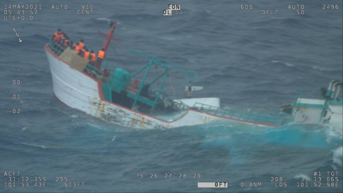 RESCUE MISSION: An Indonesian fishing vessel in distress in the Indian Ocean off the coast of Western Australia. (AMSA)
