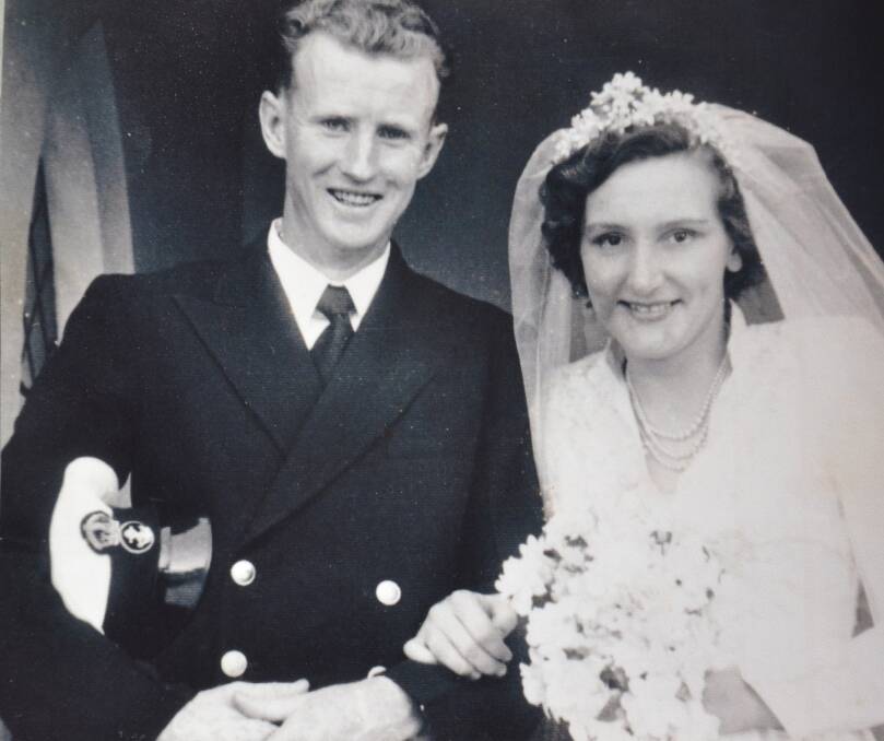 Bob and Gwen (nee Moncrieff) Brown on their wedding day.