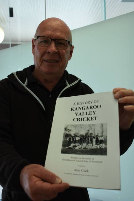 Ian Sawkins with Alan Clark’s latest book, A History of Kangaroo Valley Cricket whihc will be launched on October 13.