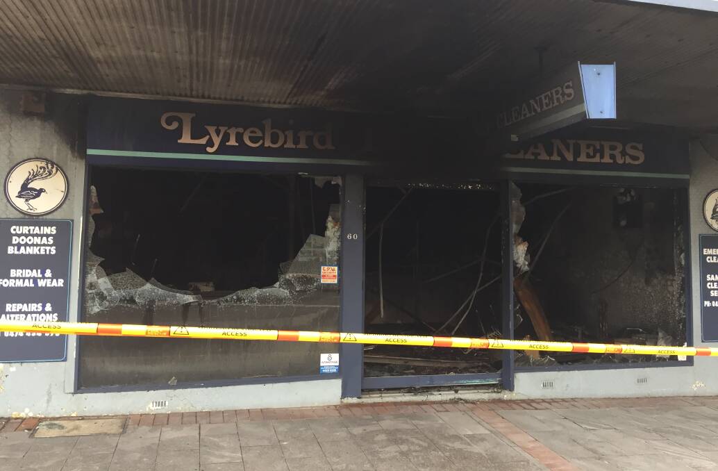 DESTROYED: The Lyrebird Dry Cleaners in Kinghorne Street in the Nowra CBD has been destroyed in an early morning blaze.