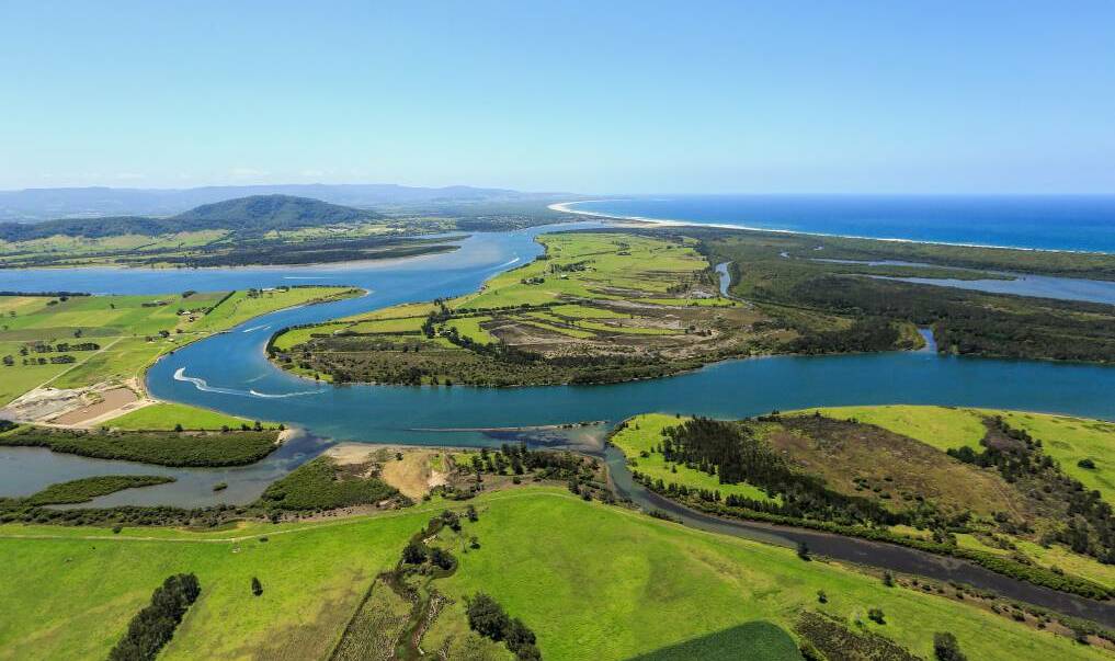 CROSSING: An aerial view of the canal (centre left) connecting the Shoalhaven River (top) with the Crookhaven River (bottom). Photo: Maree Clout