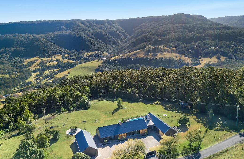 WHAT A LOCATION: "The Hunter Barns" at 16 Bluff View Lane, Woodhill has stunning views of the escarpment and Budderoo National Park. Image: Supplied