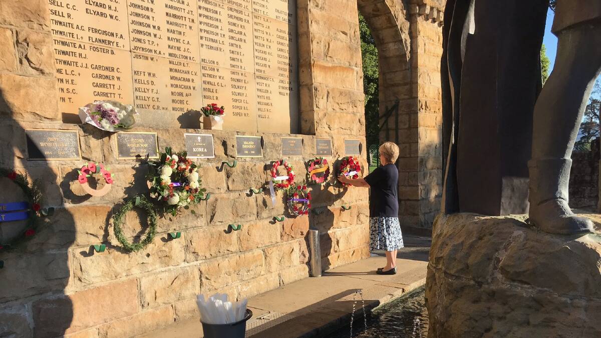 Wreaths being laid at Nowra to mark Anzac Day 2020. Image: Nowra RSL Sub-Branch