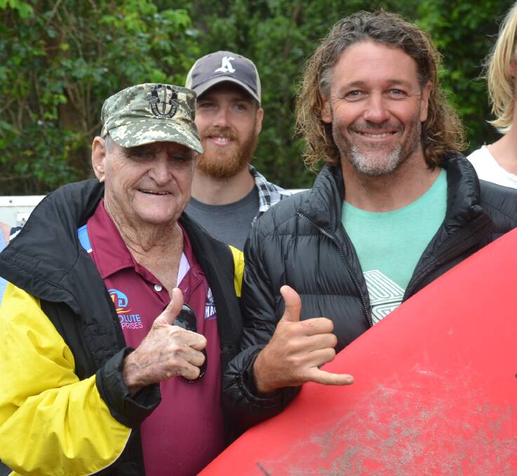 SUPPORT: Keith Payne VC with Veterans Surfing Program co-ordinator Rusty Moran.