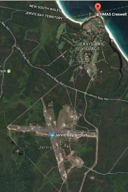 Jervis Bay Range and HMAS Creswell. Image: Google Maps