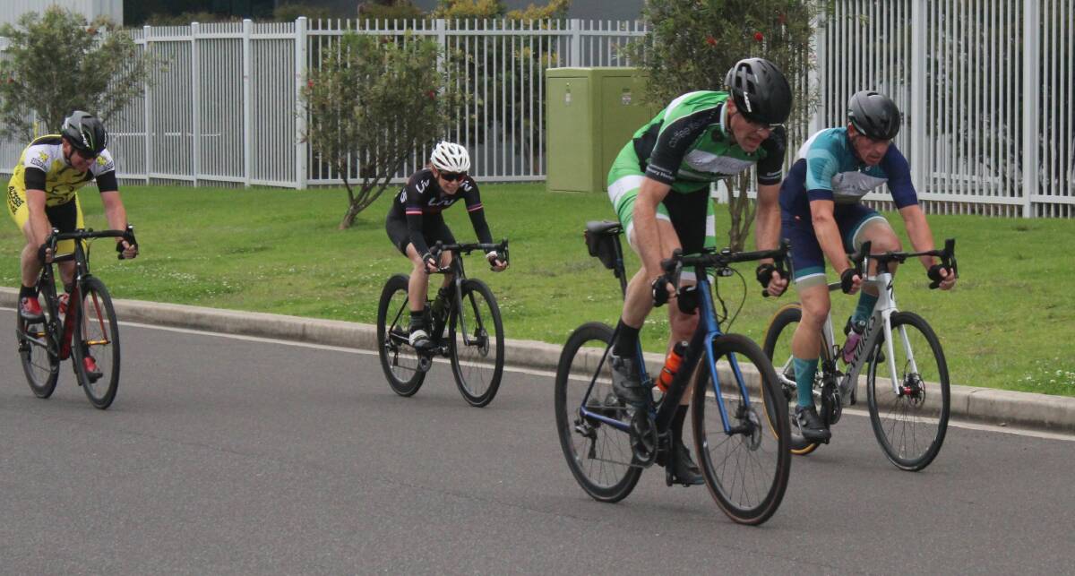 VICTORY: Mark Astley wins the Nowra Velo Clubs A grade race for round 12 of the 2021 Optus series, just ahead of overall pointscore winner Mark Williams. Image: Supplied
