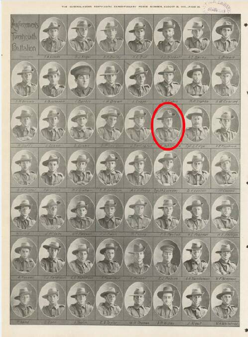 Emil Dahlstrom (circled) a Queenslander Pictorial, page 26, supplement to The Queenslander, August 28, 1915.