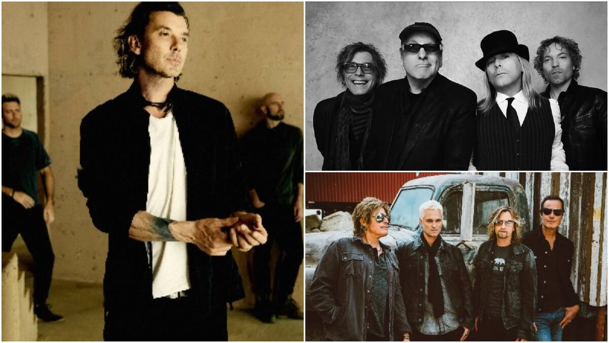 Cheap Trick join Bush (left) and Stone Temple Pilots (bottom right) for a rescheduled concert series, Under The Southern Stars, which heads to Wollongong in April. Picture: Supplied