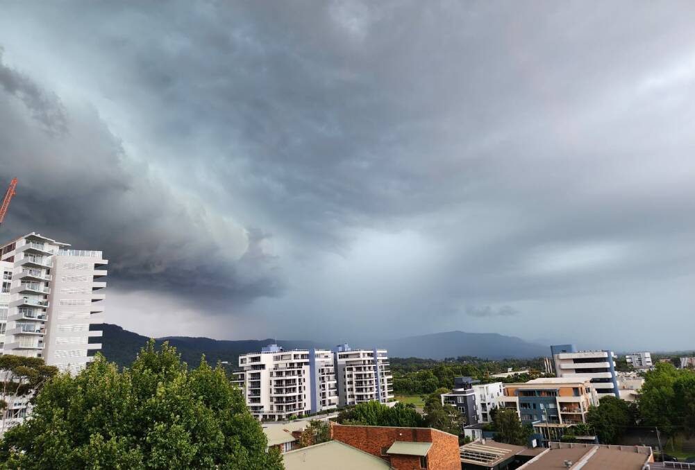 The storm as seen in Wollongong at 1.40pm on Wednesday. Picture by Adam McLean.