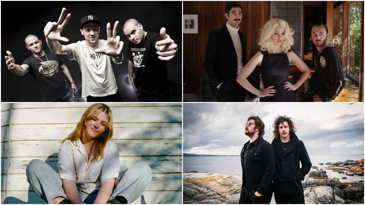 CLOCKWISE: Hilltop Hoods (top left), San Cisco, Peking Duk and Ruby Fields are on the line-up for the Yours and Owls festival 2022. Pictures: Supplied