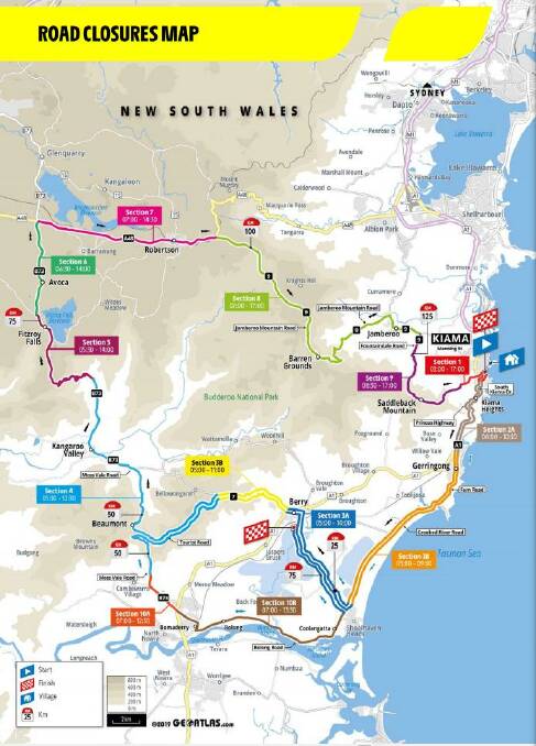 Road closure map. Picture: L'Etape Australia
