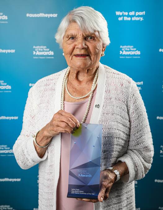 Stolen Generation advocate Isabel Reid with her New South Wales award. Picture: supplied by australianoftheyear.org.au