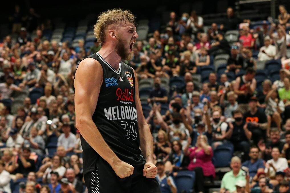 Hawks guard Emmett Naar witnessed Melbourne United star Jock Landale transformation from "fat kid" to out and out beast first-hand in college. Photo: NBL