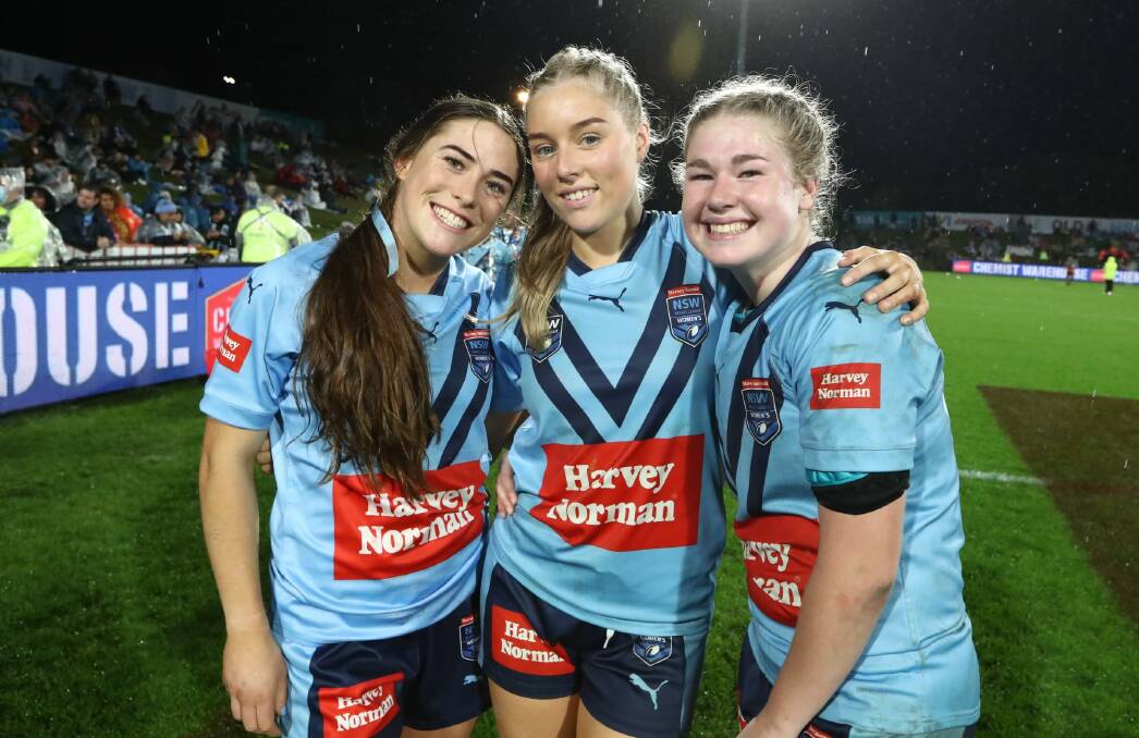Teagan Berry (centre) is making a habit of match-winning plays in big games. Photo: NRL Imagery