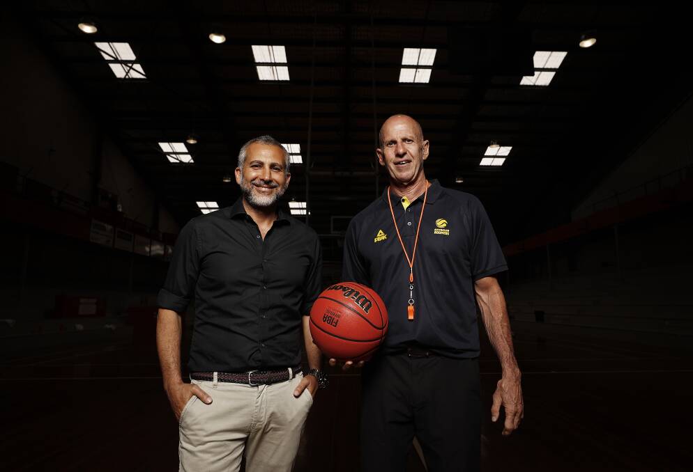 The rollercoaster ride Hawks co-owner Dorry Kordahi and coach Brian Goorjian have shared hit home when they returned to Sydney to take on the Kings on Sunday. Photo: NBL