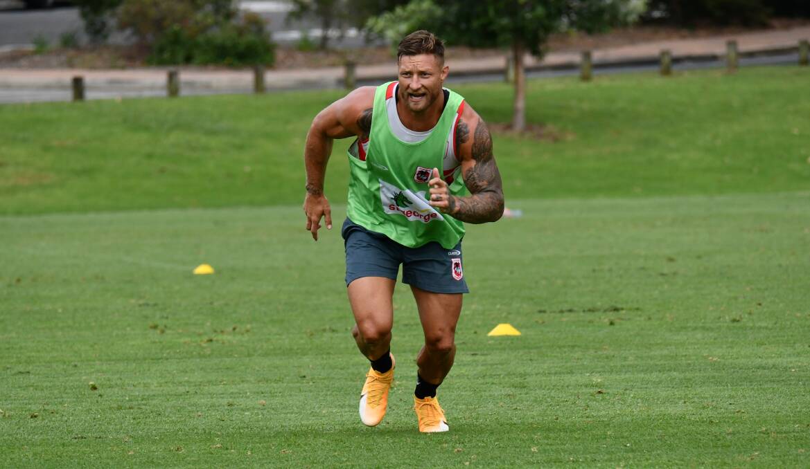 Gerringong's Tariq Sims knows the clock is ticking on his finals aspirations. Being stripped of his NSW Origin jumper last year is a major motivator for the Dragons forward in 2021. Photo: Dragons Media