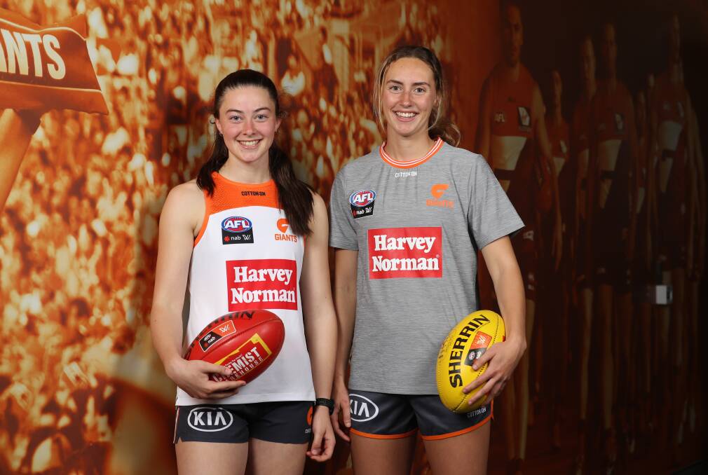Emily Pease and Tarni Evans will make the move to Sydney after both were selected by the GWS Giants in the AFLW draft on Tuesday. Photo: Giants Media. 