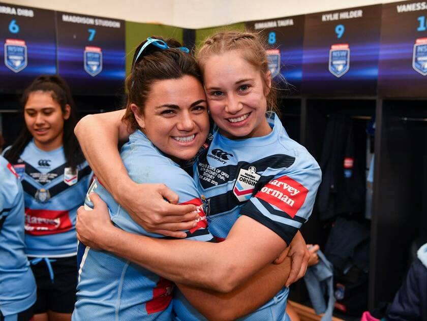  Millie Boyle and Kezie Apps were inseparable as part of the NSW Origin squad, but will line up as opposition in the opening round of the NRWL this weekend. Photo: NRL Photos. 