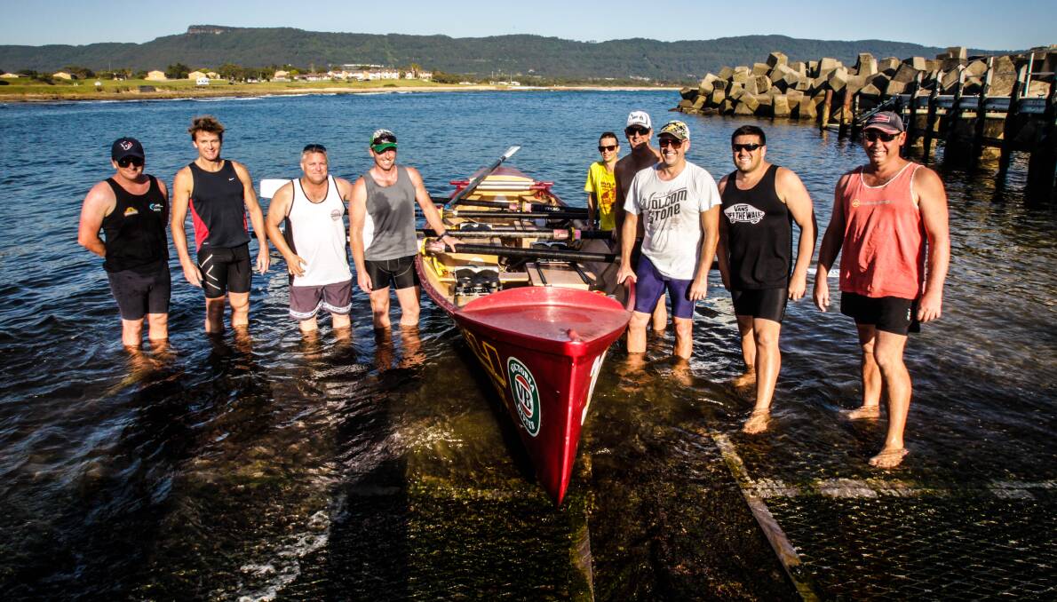 Ready: The Bulli open men surf boat crew will compete at the George Bass Marathon next month. Picture: Georgia Matts